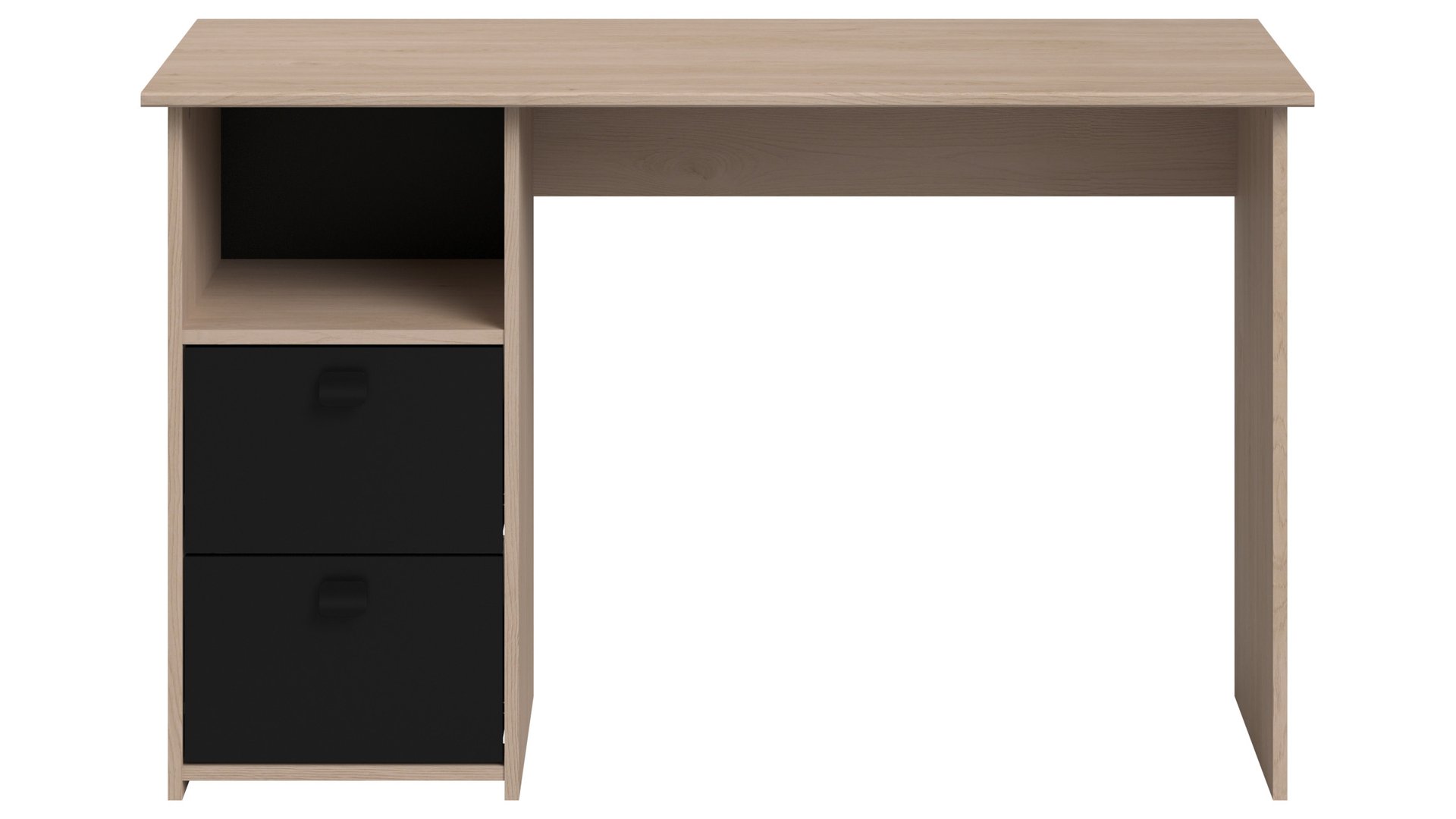 Bureau 121.2 cm MILA imitation chêne et noir 74.5 Conforama