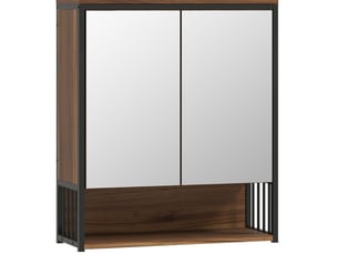 Armoire de salle de bains murale 56x20x65 cm marron, mdf et panneau de particules, avec miroir