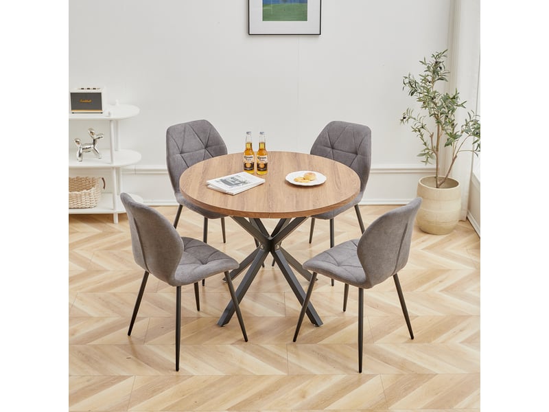  Lot de 6 chaises - chaise de salle à manger vintage en forme de diamant - chaise en lin - pieds en métal(gris) Grand-house - Conforama D