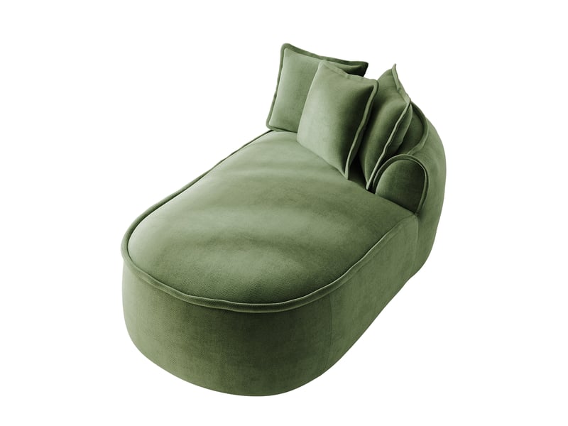 Canapé méridienne droite manchester en chenille vert avec coussins  - Conforama A