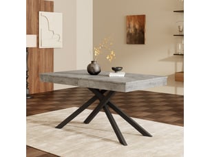 Table à manger extensible 140180 x 80 x 76 cm, 6 à 8 personnes, mdf gris et pieds métal