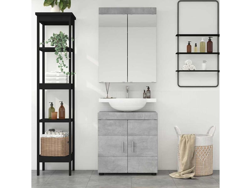  Ensemble de mobilier de salle de bain tulum 2 pc gris béton cf64711  - Conforama D