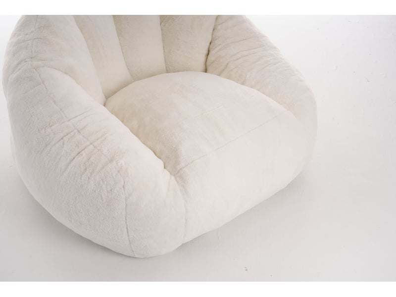 Fauteuil poire adulte 123x111x75 cm, sans montage, grand modèle, remplissage mousse, revêtement polyester, blanc crème - Conforama E