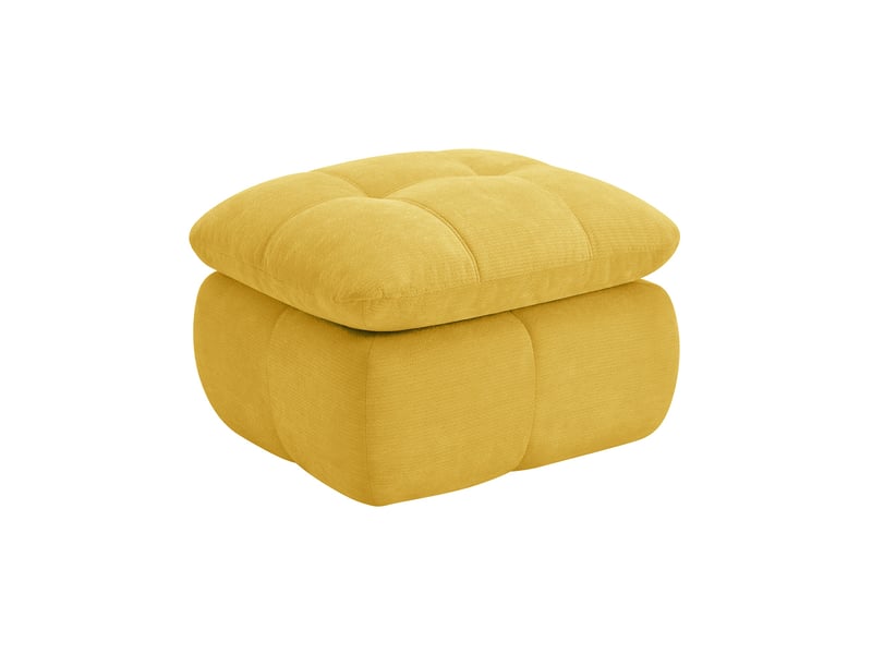 Pouf repose-pieds - 72 x 63 x 50 cm - ottoman en tissu chenille avec coussin moelleux - jaune - Conforama A