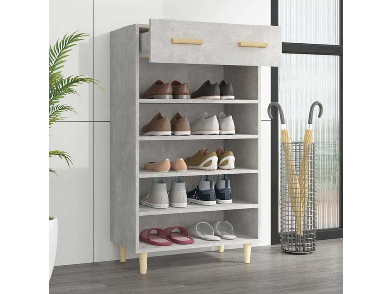  Meuble à chaussure, armoire à chaussures gris béton 60x35x105 cm bois d'ingénierie  - Conforama C