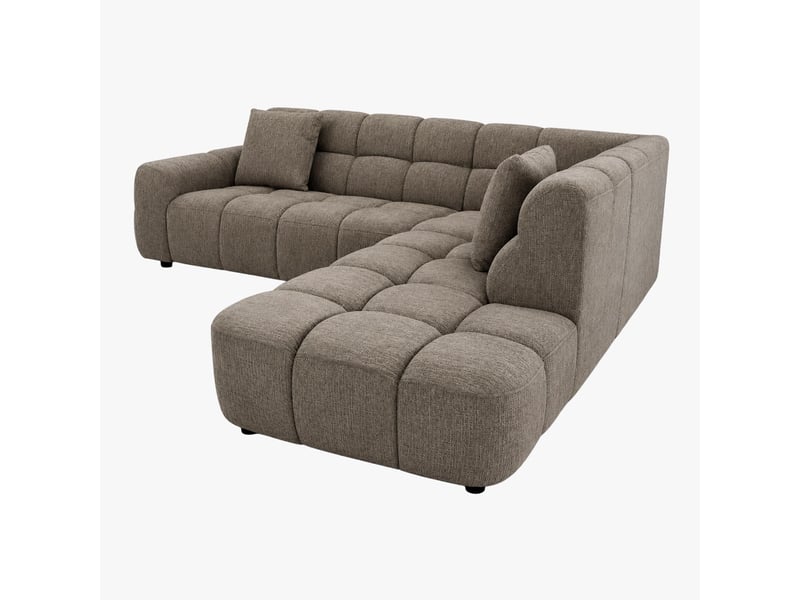  Canapé d'angle en tissu taupe - angle droit  - Conforama D