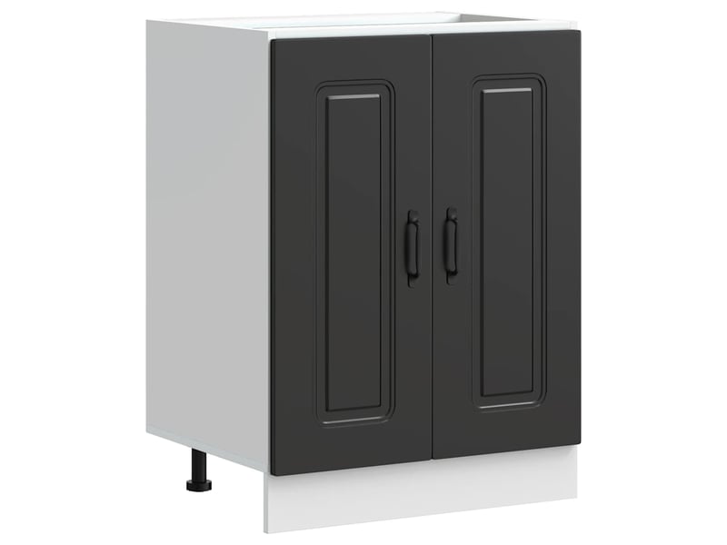Meuble de cuisine, meuble bas pour évier kalmar noir 60x46x81,5cm bois ingénierie - Conforama A