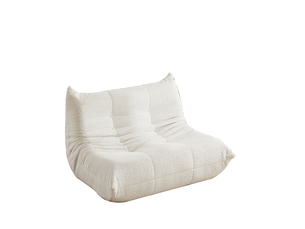 Canapé chauffeuse d’ sol sans accoudoirs en chenille respirante mousse haute densité élasticité dossier incurvé ergonomique sans montage beige