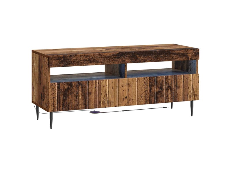 Meuble tv - banc tv - meuble de rangement led 5 pièces bois ancien bois d'ingénierie - Conforama E