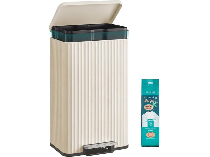  Poubelle de cuisine avec pédale 40,3 x 33,6 x 62,5 cm seau intérieur amovible acier noir 12_0012212  - Conforama A