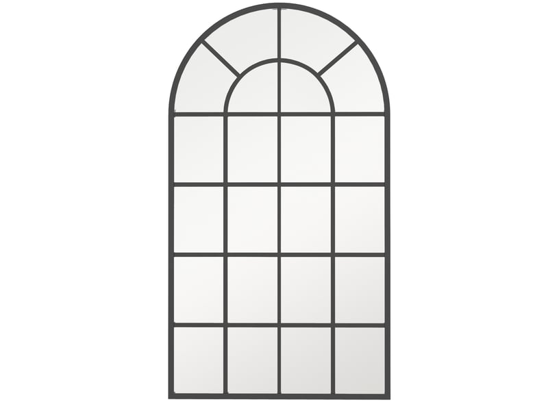 Miroir mural 110 x 62 cm – noir – cadre arche en aluminium avec croisillons, fixation murale incluse - Conforama A