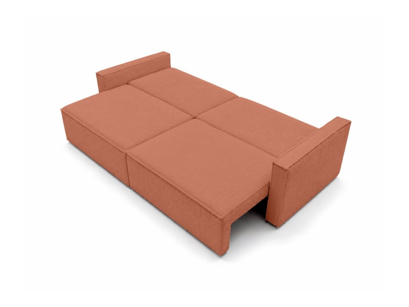  Farah - canapé droit 3 places convertible accoudoirs slim en tissu bouclettes généreuses  - Conforama C