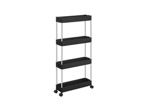 Chariot de rangement mobile sur 4 niveaux étagère sur roulettes pour salle de bain et cuisine étroites 40 x 13.5 x 86 cm blanc ksc08wt 12_0005021