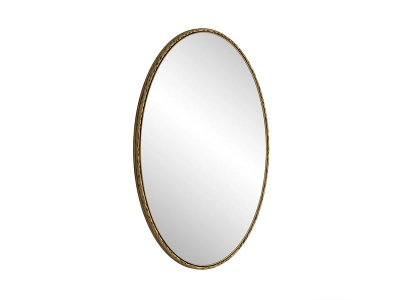 Miroir mural ovale rétro doré en fer, effet antique, pour salle de bain, chambre et salon - Conforama E
