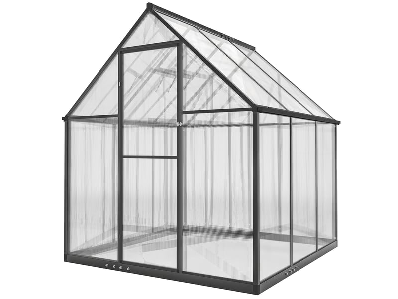  Serre de jardin alu polycarbonate - porte, lucarne - 1,78 x 1,68 x 1,95 m - noir  - Conforama E
