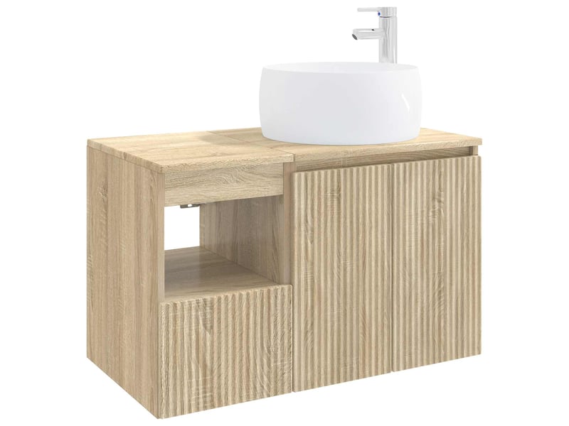 Ensemble de mobilier de salle de bain 2 pc chêne sonoma cf64135  - Conforama A