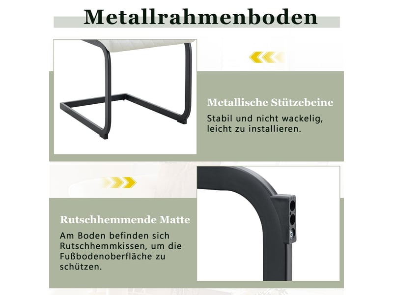  Lot de chaises 2 pièces dossier haut motif losange blanc assise rembourrée confortable cadre métal noir antidérapant résistant  - Conforama E