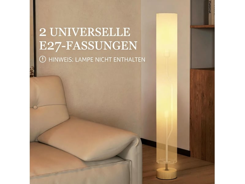  Lampadaire 15x15x120 cm interrupteur au pied bois beige  - Conforama D