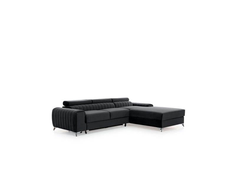 Canapé d'angle droit gris foncé convertible 3 places jayson convertible avec rangement - Conforama D