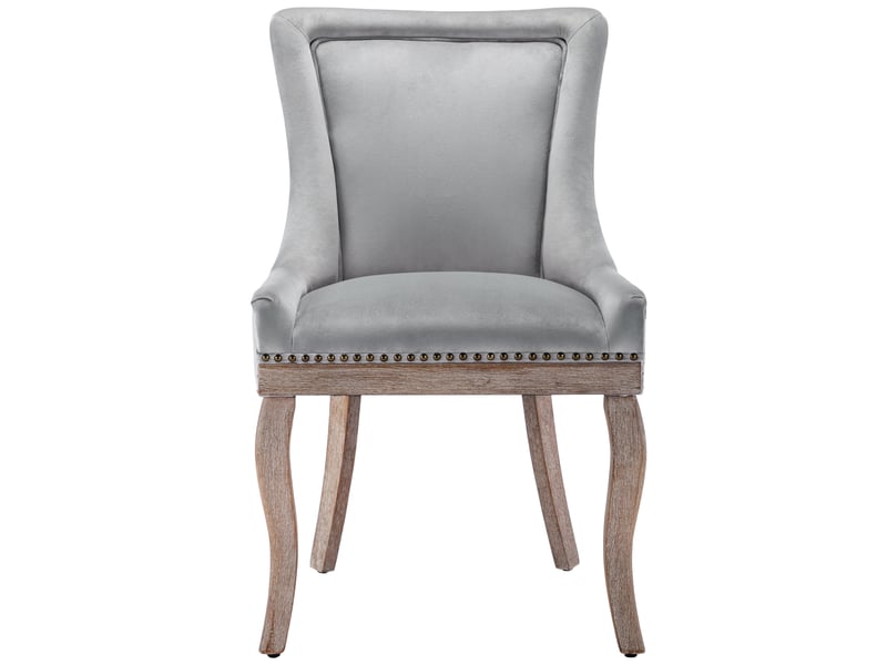  Lot de 2 chaises de salle à manger,55x61x91 cm,velours,gris  - Conforama A