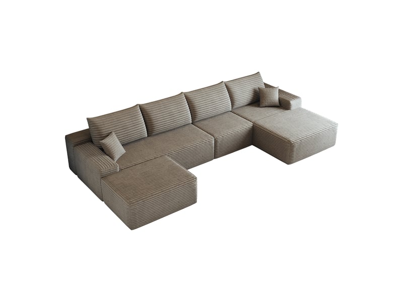 Canapé d'angle, canapé modulable, livré monté, design moderne, 340 cm, pour salon, chambre, appartement, assise profonde, camel - Conforama B