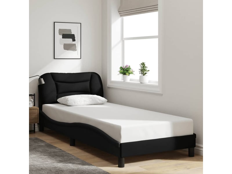  Lit simple- lit adulte -  cadre de lit avec led sans matelas hvar noir 90x200 cm tissu  - Conforama C