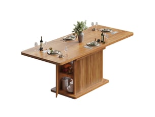 Table à manger extensible 120160x80x76 cm avec rangement caché, coloris marron