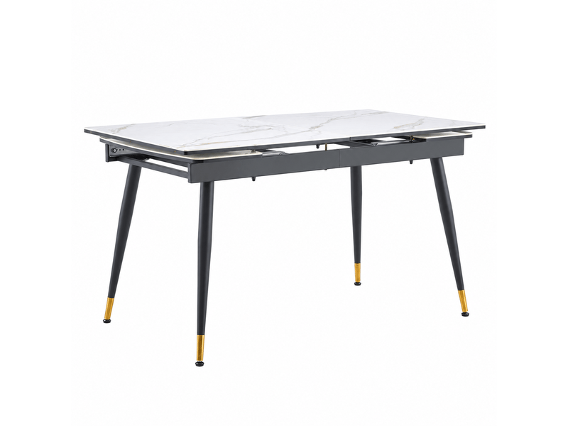  Table extensible 140-200 cm céramique pieds métal noir doré  - Conforama A