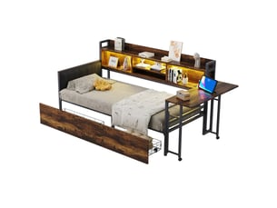 Lit avec rangement 90x200 cm <strong>MERAX</strong>  <strong>lit enfant naturel</strong> coloris naturel