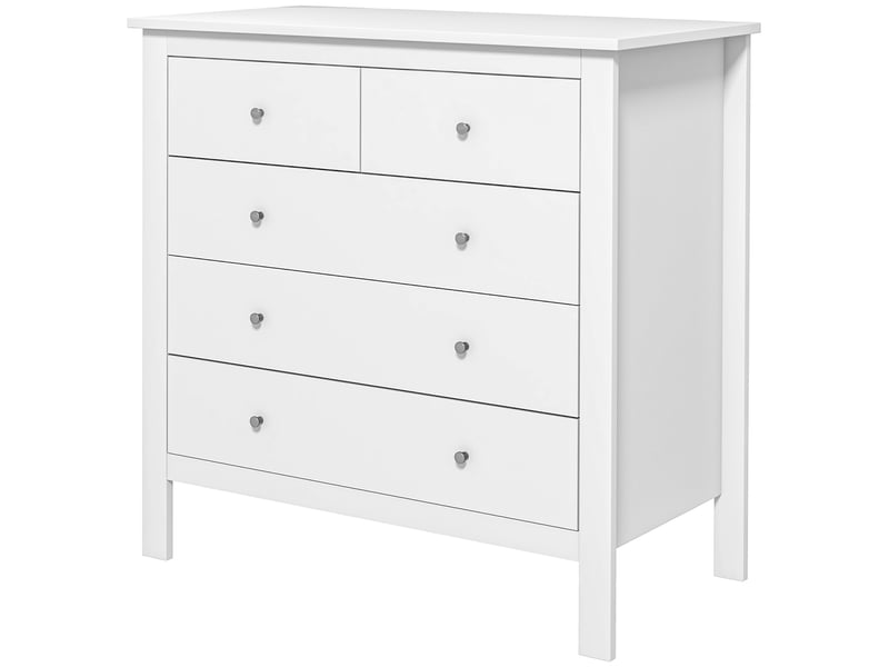  Commode 5 tiroirs en mdf et panneau de particules blanc 79 x 39,5 x 80,5 cm  - Conforama B