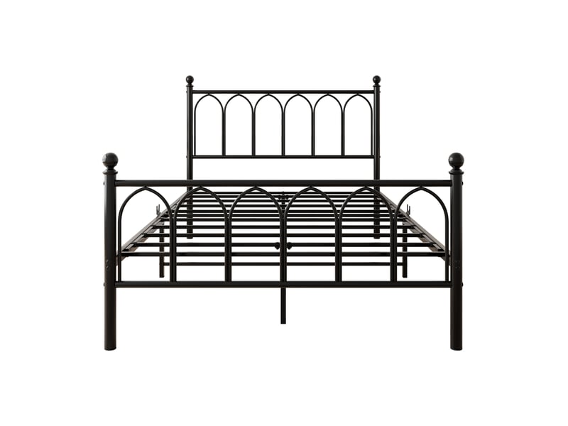  Lit simple 120x200 cm avec led et usb-c, cadre de lit adulte en métal avec tête et pied de lit vintage, lit 1 personne, noir  - Conforama B