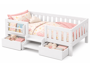 Lit simple 90x200 cm CozyNest coloris blanc