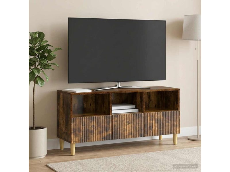  Meuble tv - banc tv - meuble de rangement 102 x 34,5 x 50 cm chêne fumé bois d'ingénierie  - Conforama D