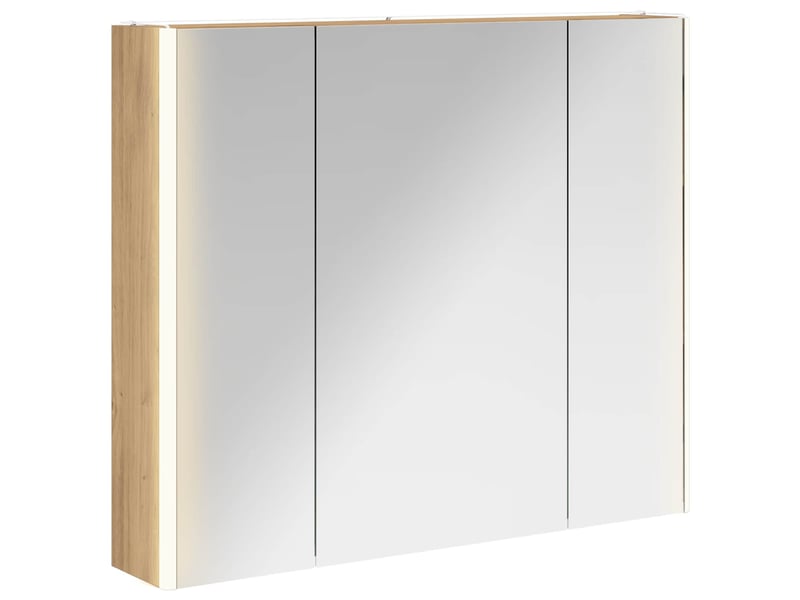  Armoire miroir salle de bain, meuble de rangement chêne artisan shl6377  - Conforama A