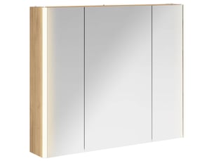 Armoire miroir salle de bain, meuble de rangement chêne artisan shl6377