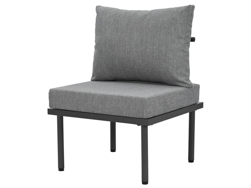 Ensemble détente extérieur 6 pièces avec table basse et coussins en olefin gris - Conforama E