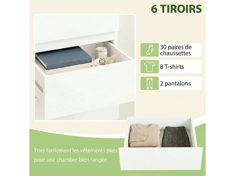  Commode colonne 5 tiroirs façade blanc laqué  - Conforama E
