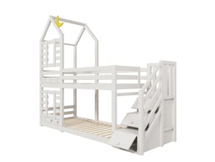 Lit superposé 90x200 cm <strong>KORFEE</strong>  <strong></strong> coloris blanc