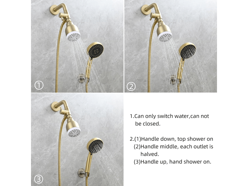  G12 inverseur douche bain laiton vanne de connecteur 3 voie pour pommeau de douche double, or brossé  - Conforama C