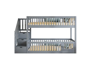 Lit superposé 90x200 cm <strong>MERAX</strong>  <strong>lit enfant gris</strong> coloris gris
