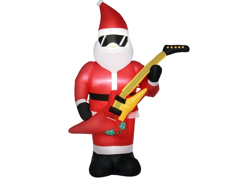  Décoration de noël gonflable père noël 140 x 75 x 215 cm rouge en polyester, éclairage led extérieur  - Conforama A