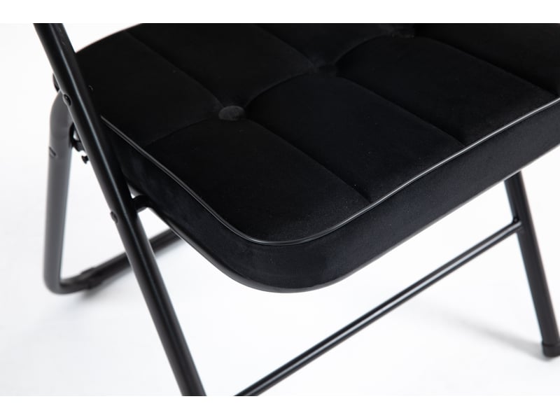  Lot de 2 chaises pliantes avec coussin noir, structure métal, pliables et légères, pour cuisine, bureau ou réception  - Conforama E