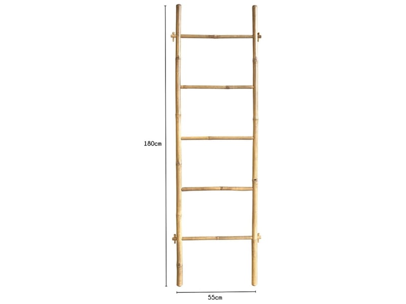 Échelle porte-serviettes 5 barres de séchage bambou 180 x 55 x 4 cm 62013 - Conforama B