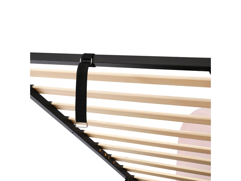 Lit d'enfant 90 × 200 cm, rangement hydraulique, avec sommier, tête de lit, velours, rose - Conforama W