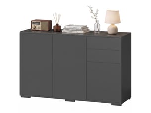 Buffet, commode, crédence, 2 tiroirs, fermeture par pression, 117 cm x 36 cm x 74 cm, noir