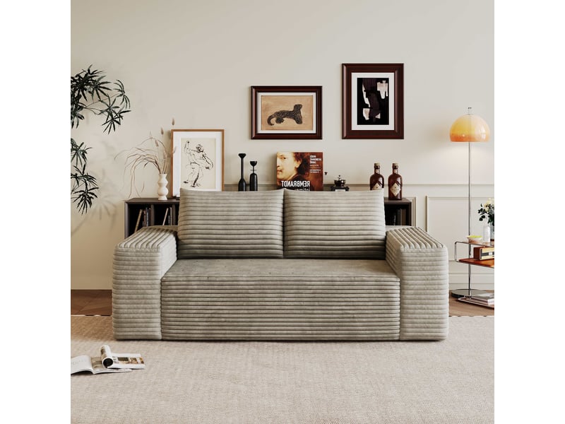  Canapé modulaire 3 places 180 cm en velours côtelé camel, sans montage Fay Lum - Conforama E