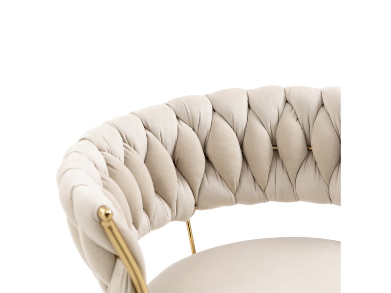  Lot de 2 chaise de bar 54x46x78,5-97 cm pivotant 360° hauteur réglable clic siège rembourré velours base dorée ivoire  - Conforama E