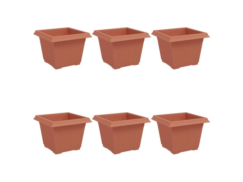 Jardinière - pot de fleurs carré 6 pcs rouge brique 23 x 23 x 17,5 cm - Conforama A