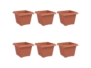 Jardinière - pot de fleurs carré 6 pcs rouge brique 23 x 23 x 17,5 cm