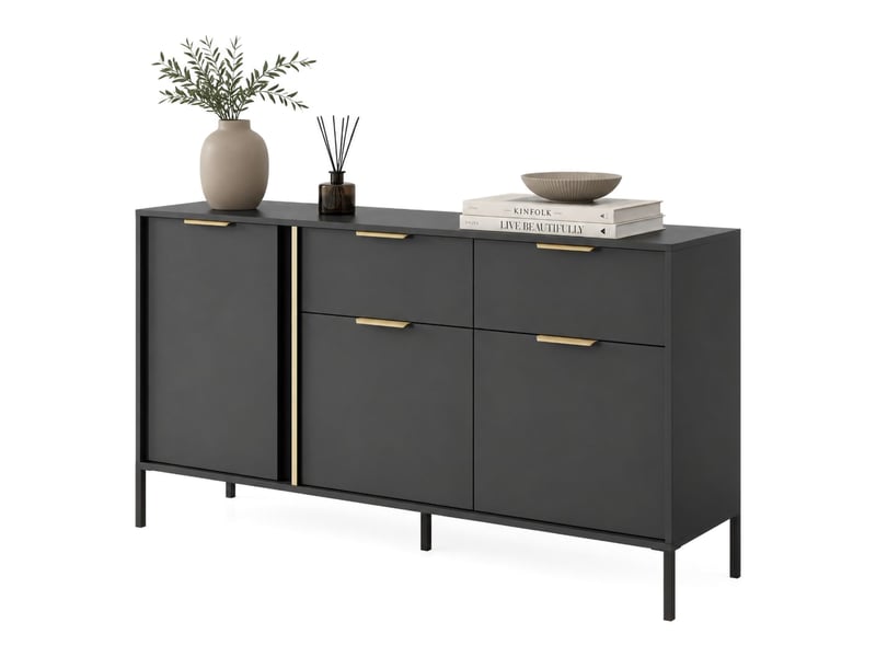  Buffet hametesi, armoire 2 tiroirs, 153x40x81h cm noir Hametesi - Conforama A